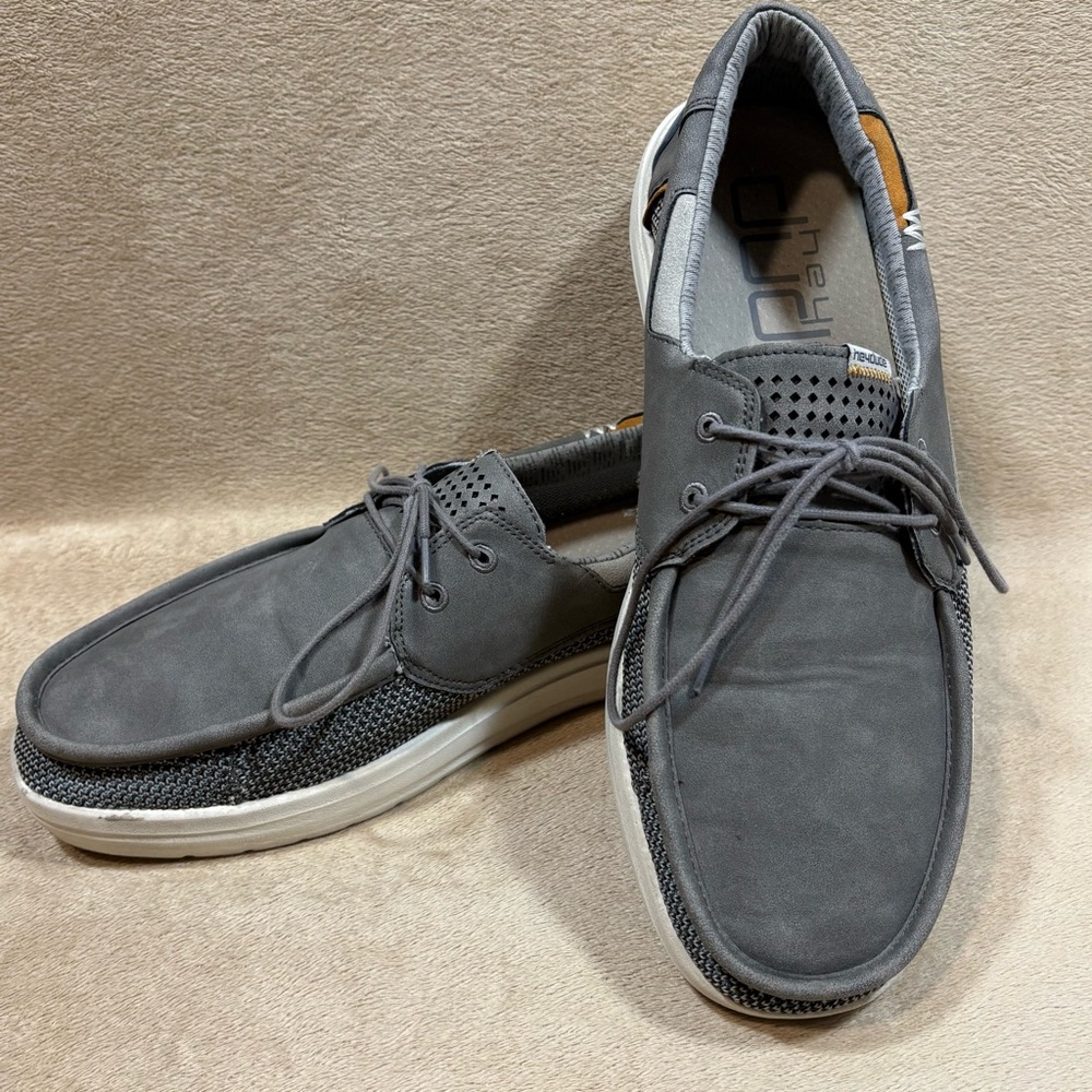 Hey Dude Welsh Grip Steel Gray Mens Size 12  Slip Ons‎ Shoes Sneakers